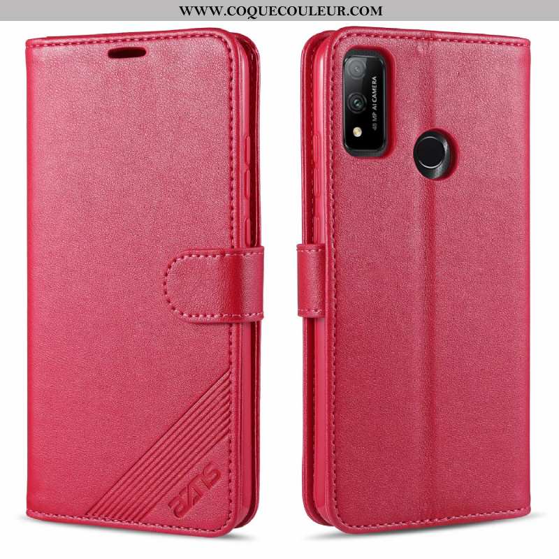 Housse Huawei P Smart 2020 Cuir Téléphone Portable Rouge, Étui Huawei P Smart 2020 Fluide Doux Rose