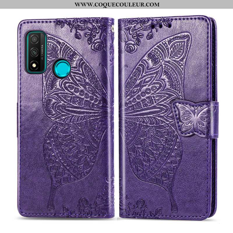 Étui Huawei P Smart 2020 Protection Cuir Fleur, Coque Huawei P Smart 2020 Ornements Suspendus Charma