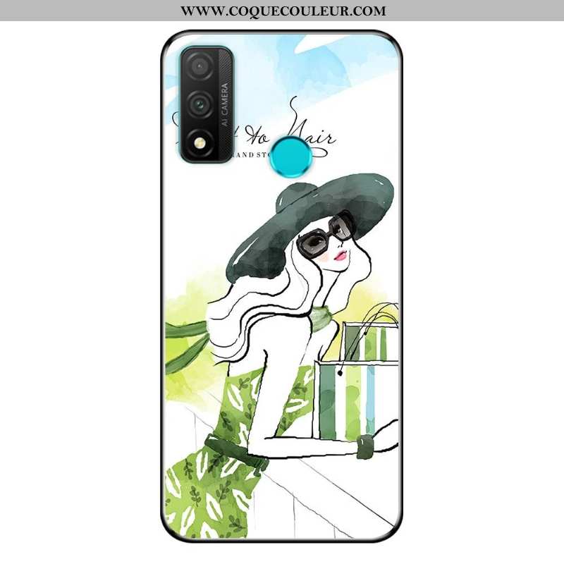 Housse Huawei P Smart 2020 Dessin Animé Petit Noir, Étui Huawei P Smart 2020 Fluide Doux Vent Bleu