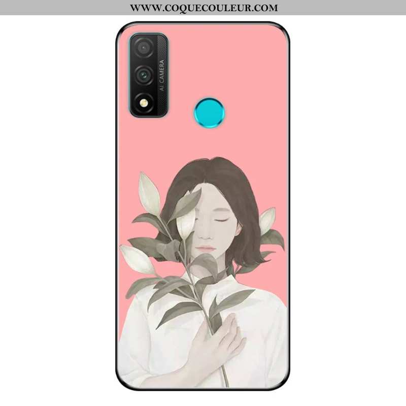 Housse Huawei P Smart 2020 Dessin Animé Petit Noir, Étui Huawei P Smart 2020 Fluide Doux Vent Bleu