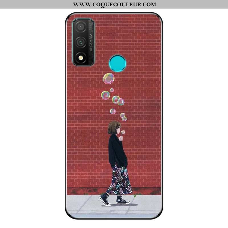 Housse Huawei P Smart 2020 Dessin Animé Petit Noir, Étui Huawei P Smart 2020 Fluide Doux Vent Bleu