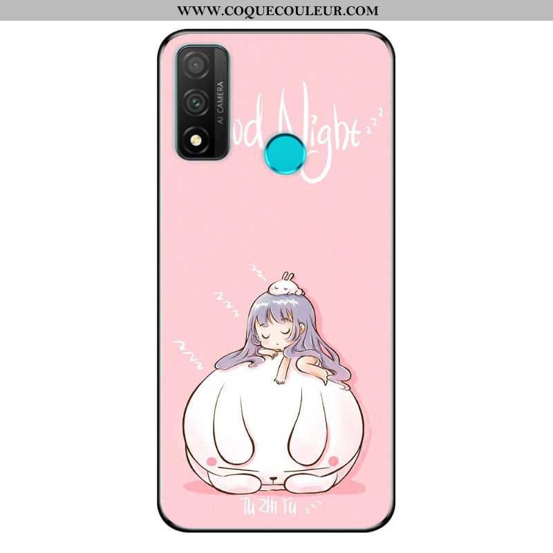 Housse Huawei P Smart 2020 Dessin Animé Petit Noir, Étui Huawei P Smart 2020 Fluide Doux Vent Bleu