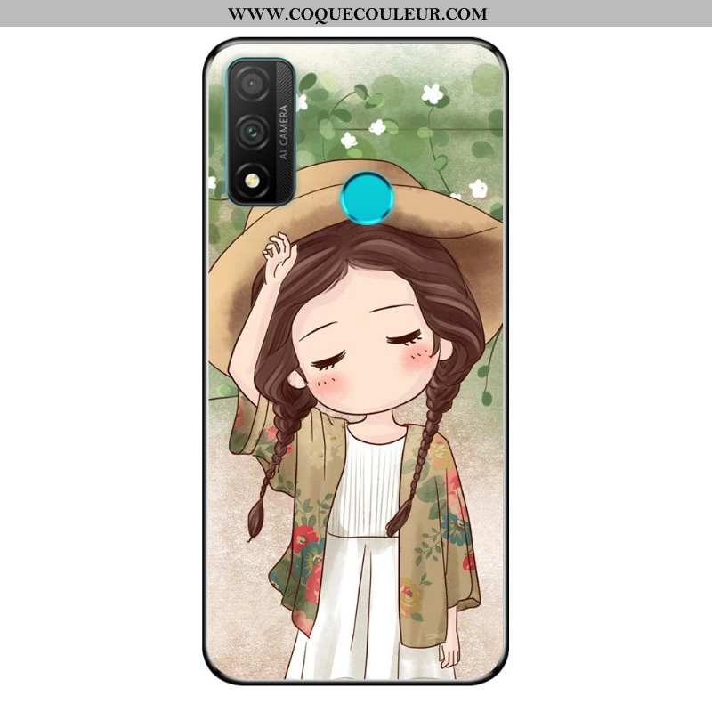 Housse Huawei P Smart 2020 Dessin Animé Petit Noir, Étui Huawei P Smart 2020 Fluide Doux Vent Bleu