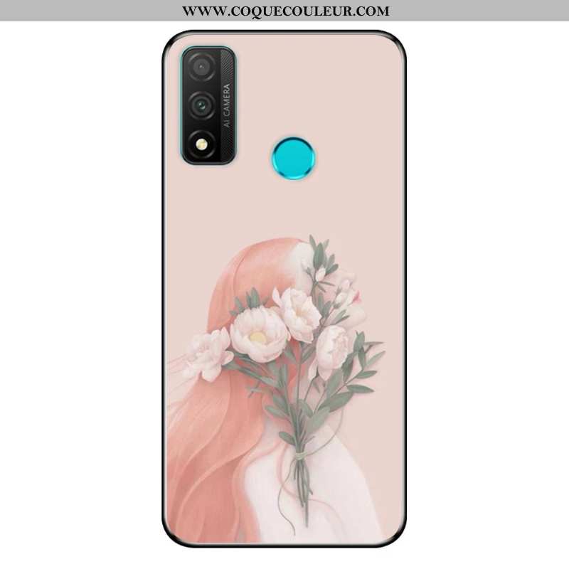 Housse Huawei P Smart 2020 Dessin Animé Petit Noir, Étui Huawei P Smart 2020 Fluide Doux Vent Bleu