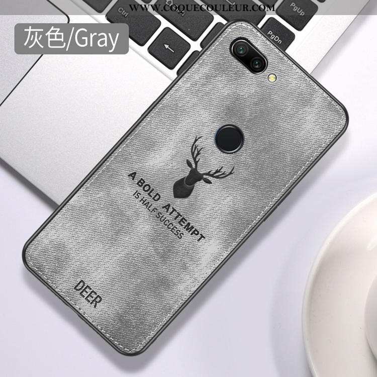 Étui Huawei P Smart Personnalité Incassable Difficile, Coque Huawei P Smart Créatif Tissu Gris