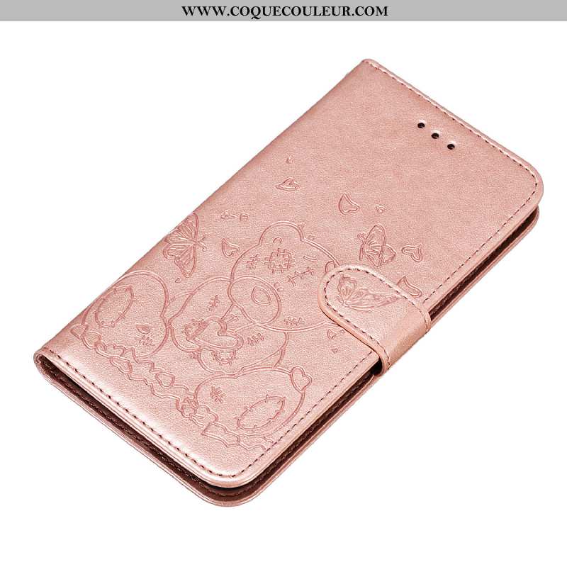 Housse Huawei P Smart Cuir Clamshell Téléphone Portable, Étui Huawei P Smart Fluide Doux Rose