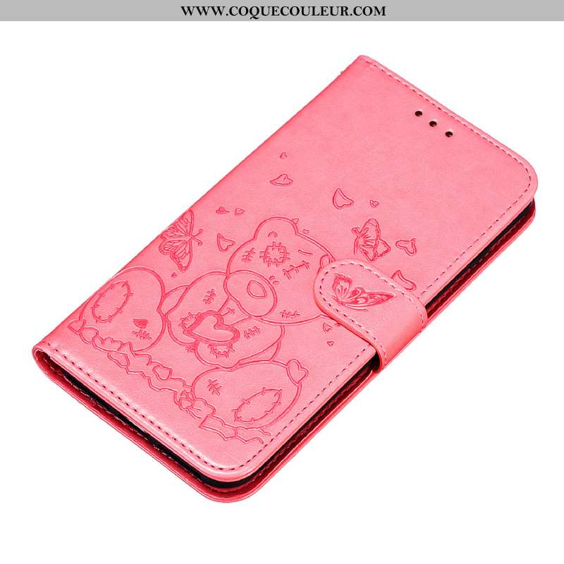 Housse Huawei P Smart Cuir Clamshell Téléphone Portable, Étui Huawei P Smart Fluide Doux Rose