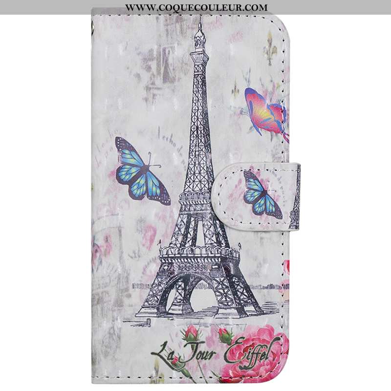 Housse Huawei P Smart Fluide Doux Coque Peinture, Étui Huawei P Smart Protection Portefeuille Blanch