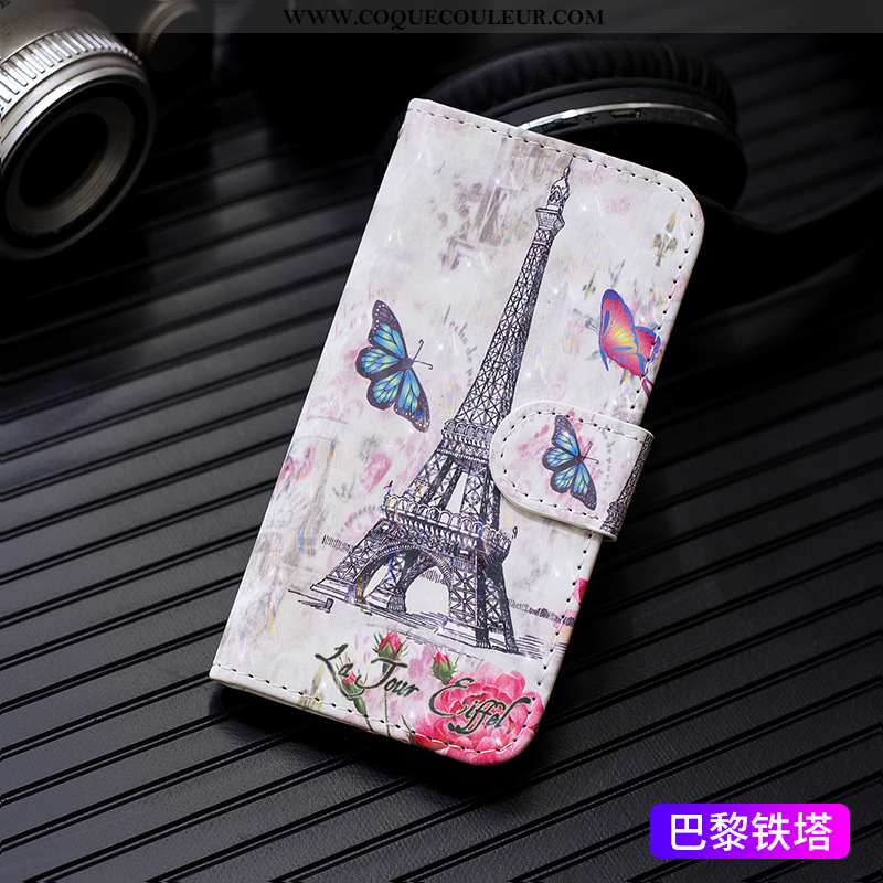 Housse Huawei P Smart Fluide Doux Coque Peinture, Étui Huawei P Smart Protection Portefeuille Blanch