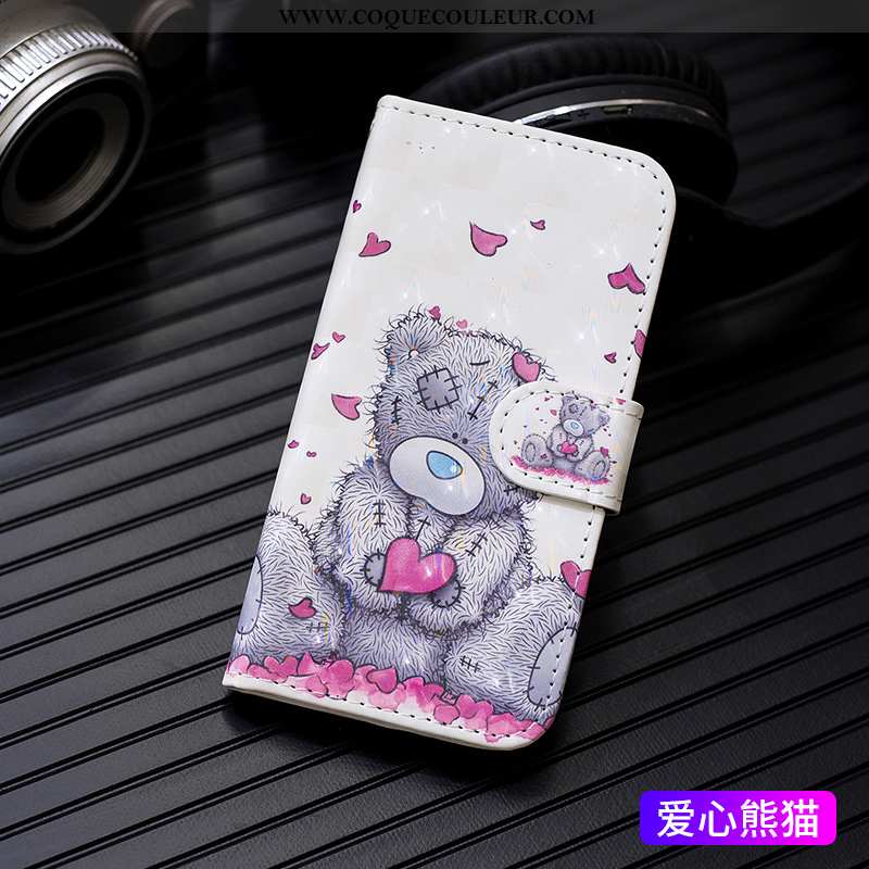 Housse Huawei P Smart Fluide Doux Coque Peinture, Étui Huawei P Smart Protection Portefeuille Blanch