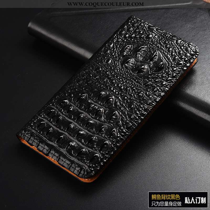 Étui Huawei P Smart Cuir Véritable Téléphone Portable Protection, Coque Huawei P Smart Cuir Noir