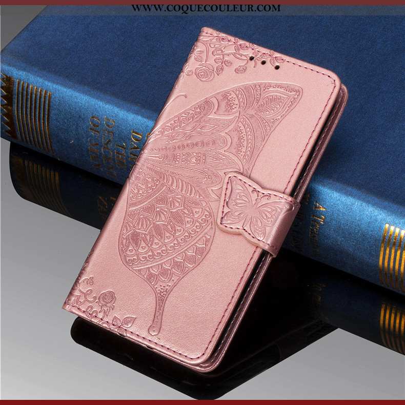 Housse Huawei P Smart Cuir Fleur Téléphone Portable, Étui Huawei P Smart Protection Charmant Rose