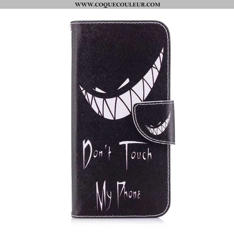 Coque Huawei P Smart Dessin Animé Protection, Housse Huawei P Smart Cuir Noir