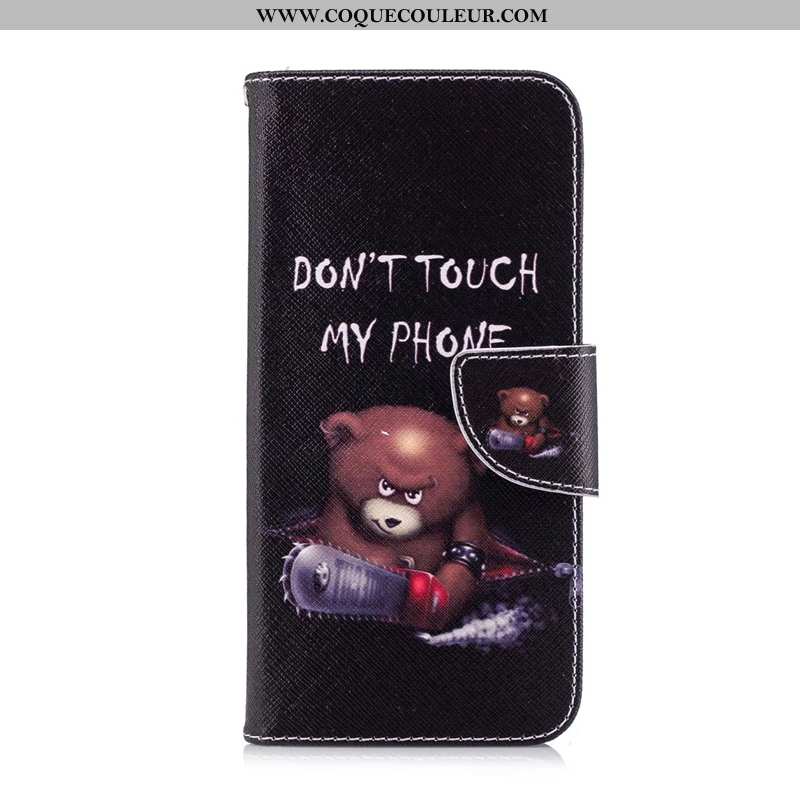 Coque Huawei P Smart Dessin Animé Protection, Housse Huawei P Smart Cuir Noir
