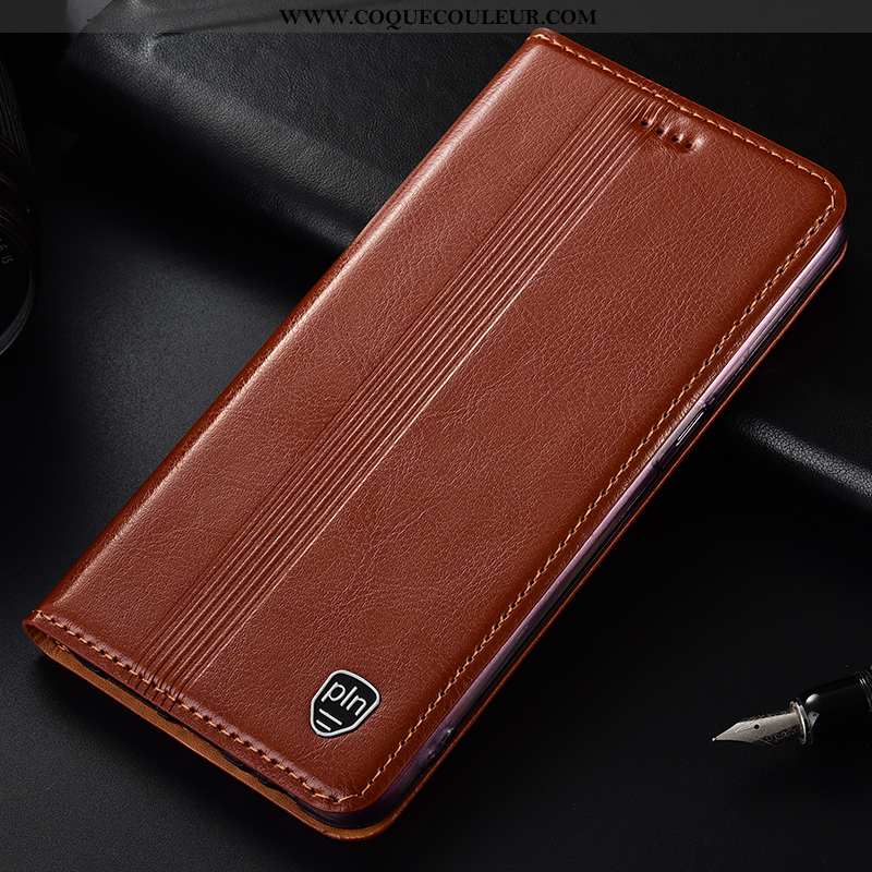 Housse Huawei P Smart Protection Téléphone Portable Noir, Étui Huawei P Smart Cuir Véritable 2020 No