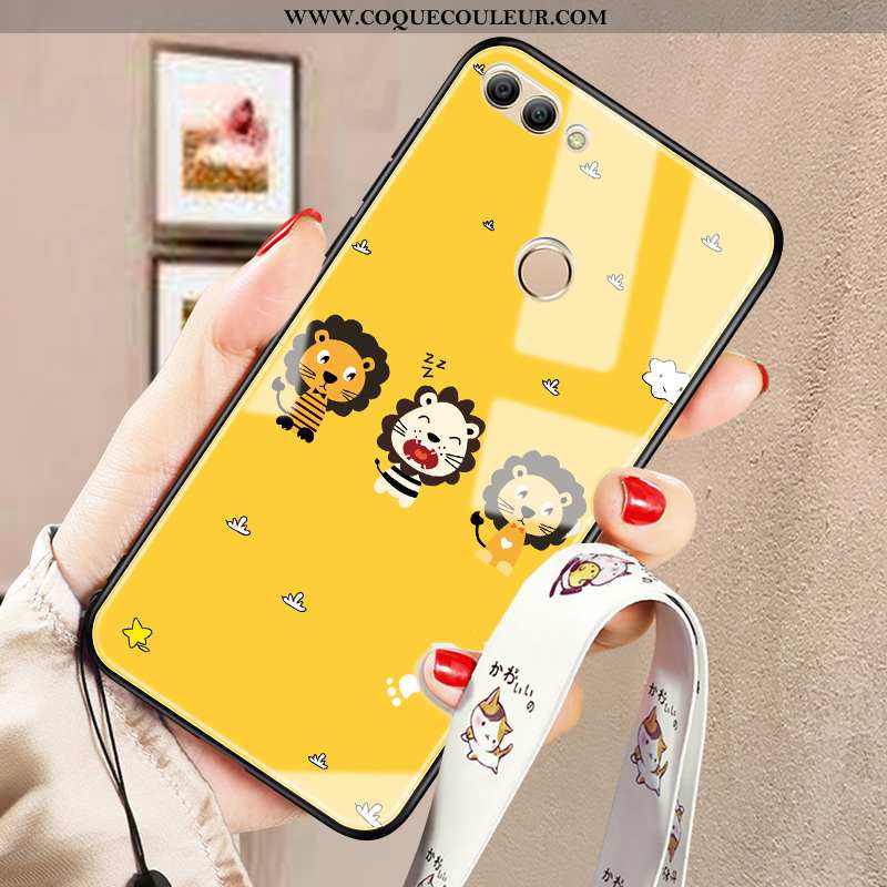 Coque Huawei P Smart Fluide Doux Tendance Miroir, Housse Huawei P Smart Silicone Tout Compris Jaune