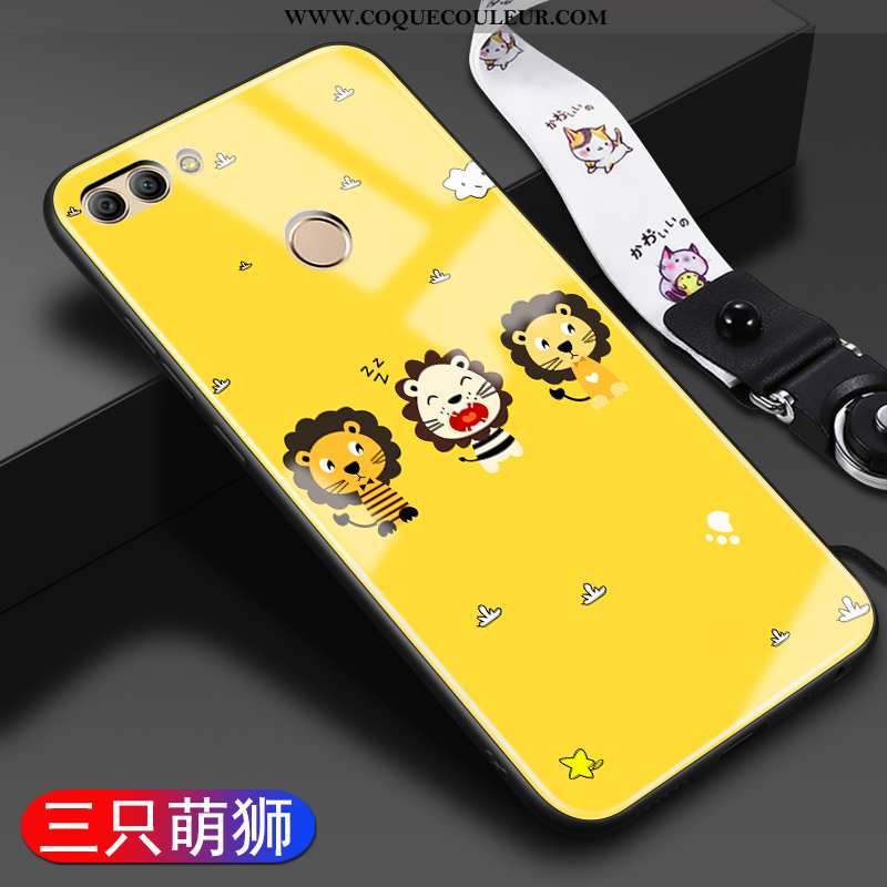 Coque Huawei P Smart Fluide Doux Tendance Miroir, Housse Huawei P Smart Silicone Tout Compris Jaune