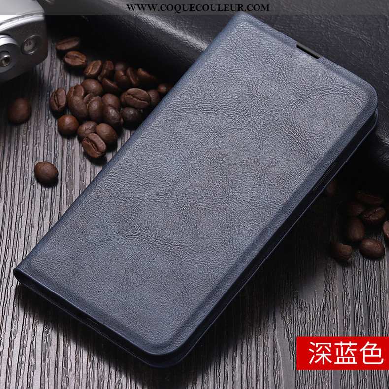 Housse Huawei P Smart Fluide Doux Incassable Étui, Étui Huawei P Smart Protection Cuir Bleu Foncé