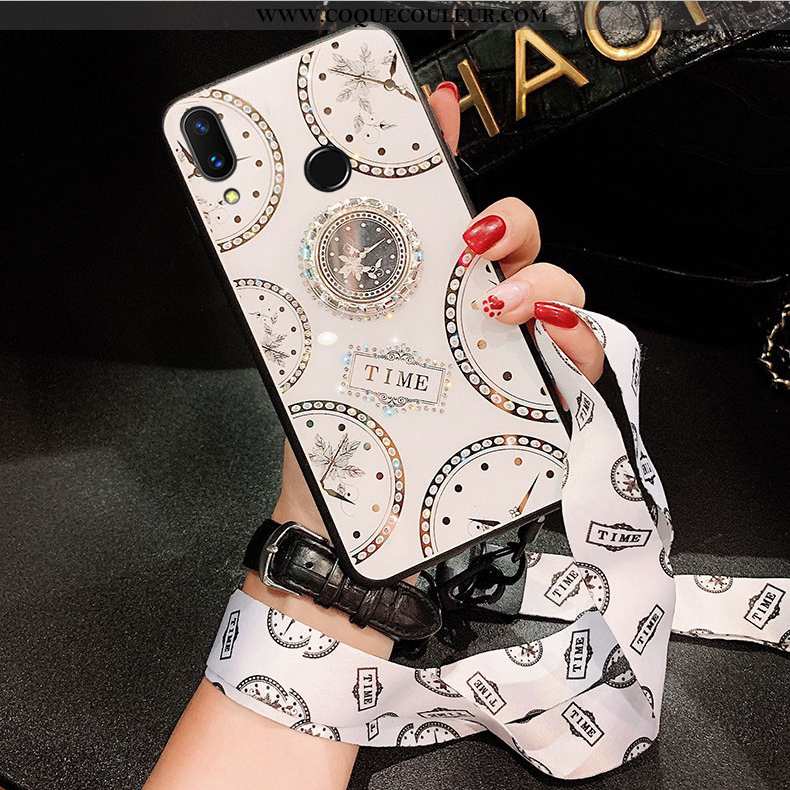 Housse Huawei P Smart+ Verre Fluide Doux Kaki, Étui Huawei P Smart+ Strass Protection Khaki