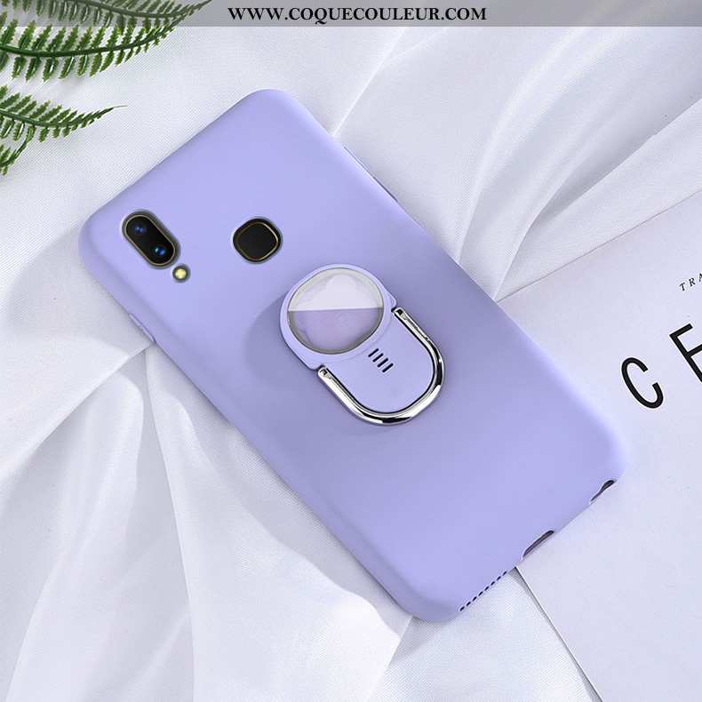 Housse Huawei P Smart+ Délavé En Daim Violet Incassable, Étui Huawei P Smart+ Fluide Doux Tout Compr