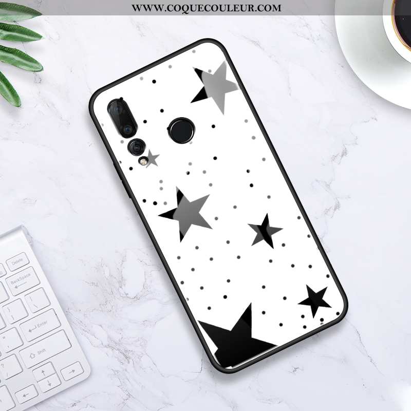 Housse Huawei P Smart+ Protection Tendance Créatif, Étui Huawei P Smart+ Verre Simple Noir