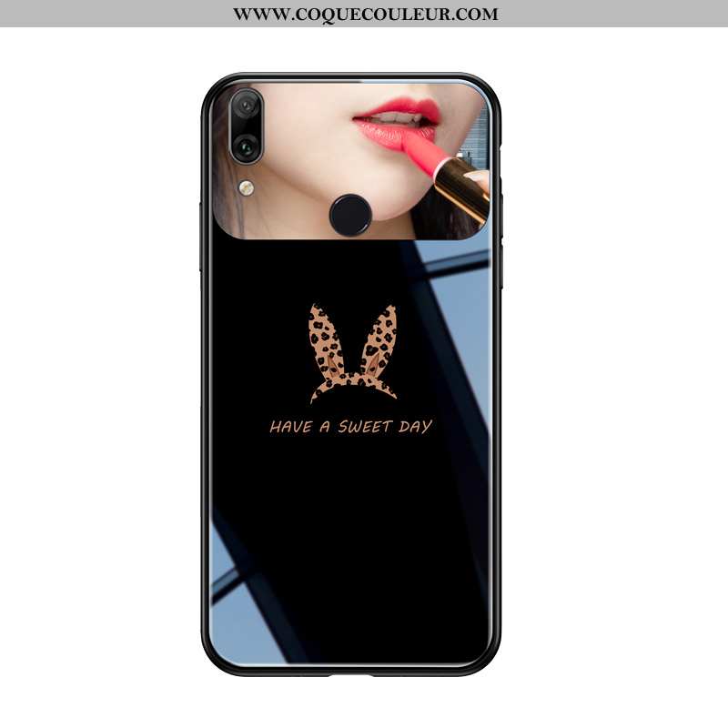 Étui Huawei P Smart+ Verre Tout Compris Coque, Coque Huawei P Smart+ Personnalité Léopard Noir