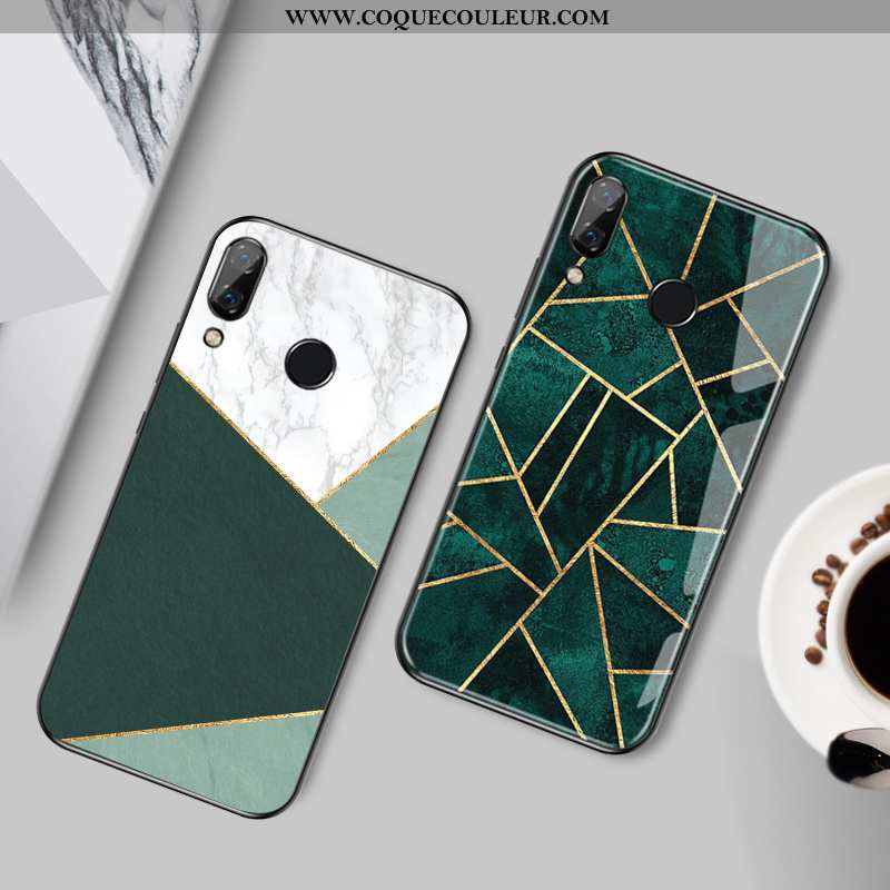 Housse Huawei P Smart+ Personnalité Petit Verre, Étui Huawei P Smart+ Protection Frais Verte