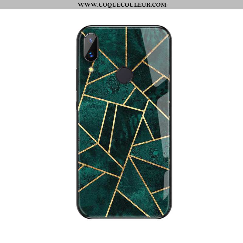 Housse Huawei P Smart+ Personnalité Petit Verre, Étui Huawei P Smart+ Protection Frais Verte