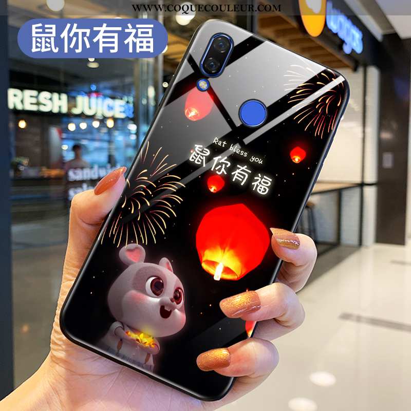 Coque Huawei P Smart+ Verre Dessin Animé Protection, Housse Huawei P Smart+ Personnalité Peinture Bo