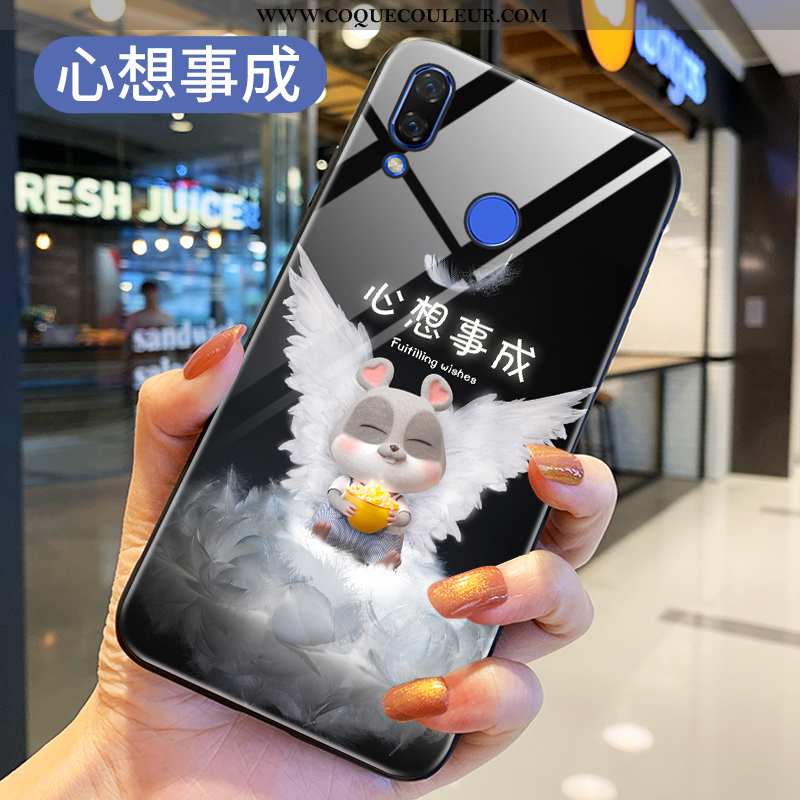 Coque Huawei P Smart+ Verre Dessin Animé Protection, Housse Huawei P Smart+ Personnalité Peinture Bo