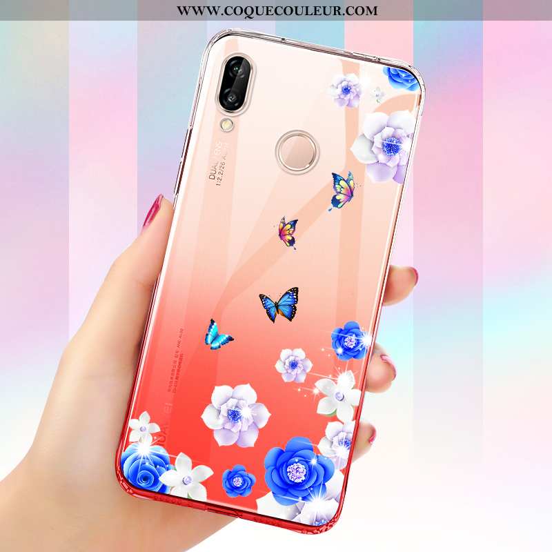 Étui Huawei P Smart+ Transparent Coque Incassable, Huawei P Smart+ Fluide Doux Bleu