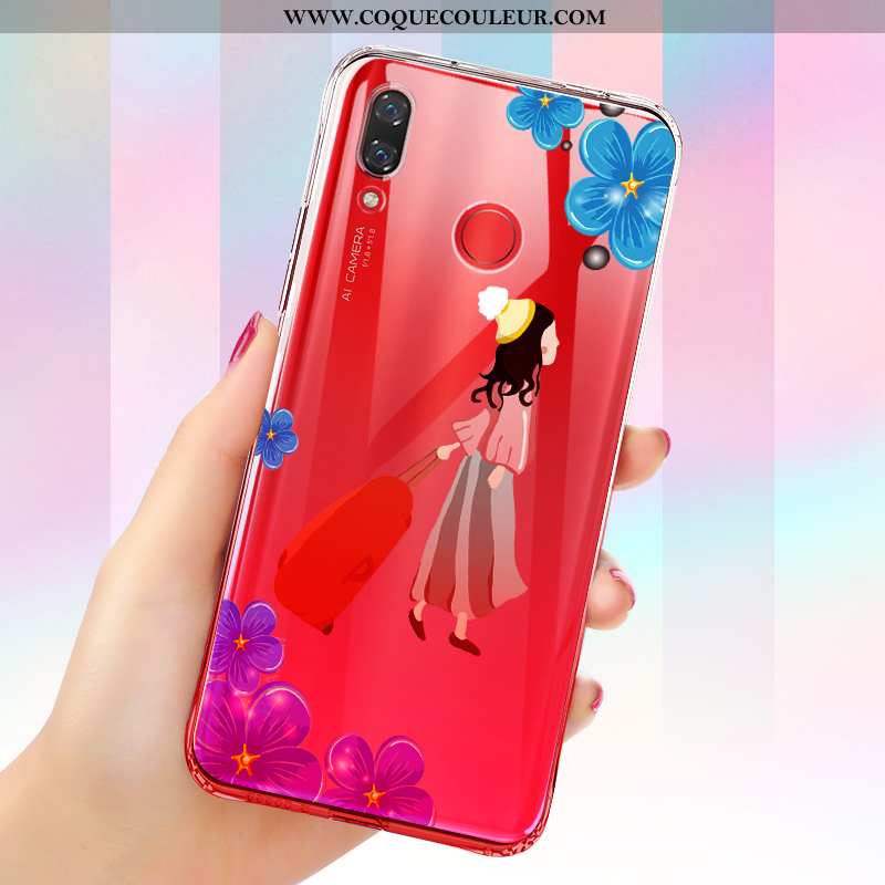 Étui Huawei P Smart+ Transparent Coque Incassable, Huawei P Smart+ Fluide Doux Bleu