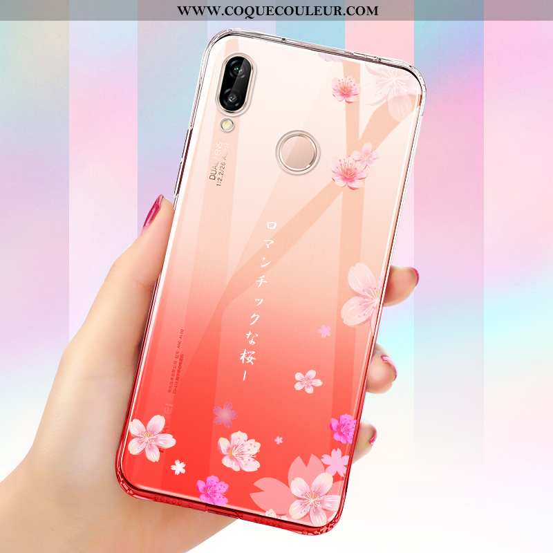 Étui Huawei P Smart+ Transparent Coque Incassable, Huawei P Smart+ Fluide Doux Bleu