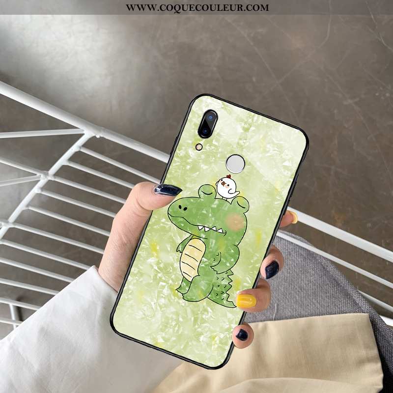 Étui Huawei P Smart+ Personnalité Silicone Net Rouge, Coque Huawei P Smart+ Créatif Verre Verte