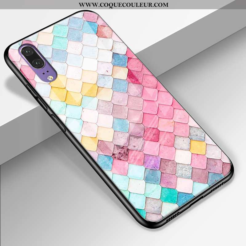 Coque Huawei P20 Cuir Véritable Tout Compris Étui, Housse Huawei P20 Silicone Multicolore Coloré