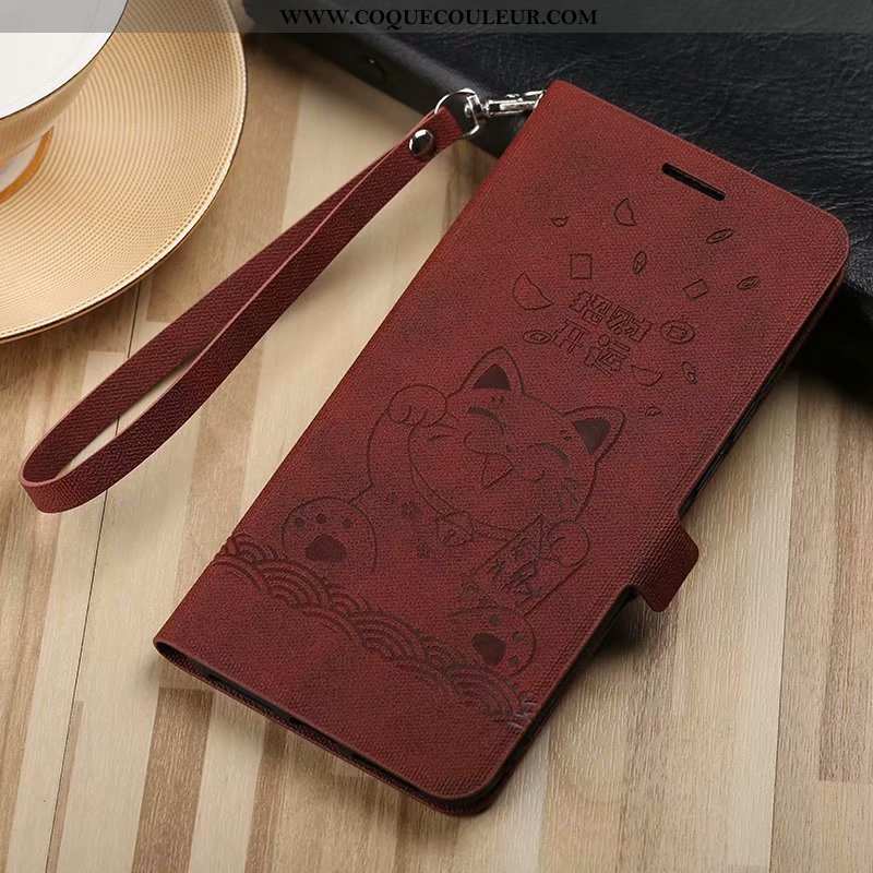 Étui Huawei P20 Portefeuille Silicone, Coque Huawei P20 Cuir Fluide Doux Marron