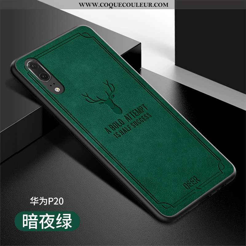 Étui Huawei P20 Protection Vert Luxe, Coque Huawei P20 Légère Verte