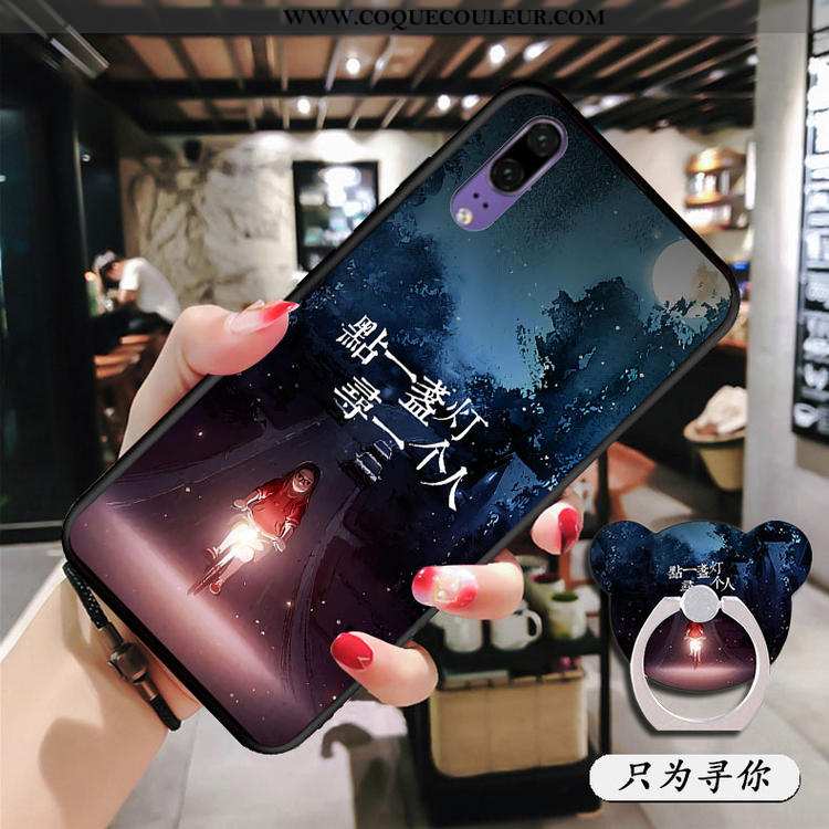 Étui Huawei P20 Silicone Bleu Téléphone Portable, Coque Huawei P20 Fluide Doux Incassable