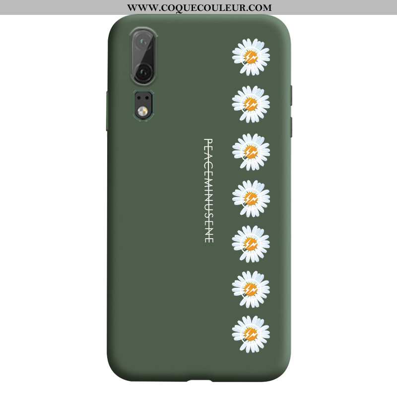 Étui Huawei P20 Protection Coque Petite Marguerite, Huawei P20 Tendance Vert Verte