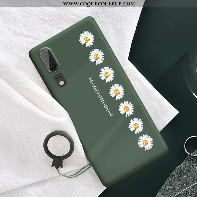 Étui Huawei P20 Protection Coque Petite Marguerite, Huawei P20 Tendance Vert Verte