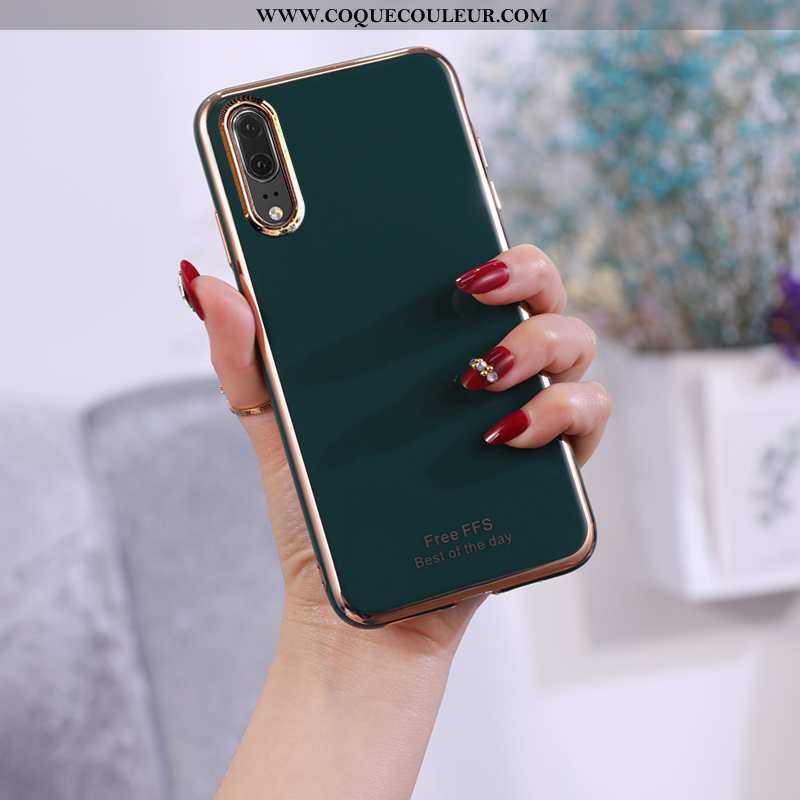 Housse Huawei P20 Fluide Doux Coque Vert, Étui Huawei P20 Protection Turquoise