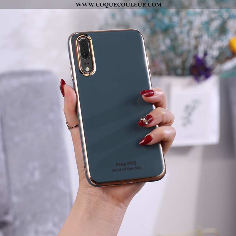 Housse Huawei P20 Fluide Doux Coque Vert, Étui Huawei P20 Protection Turquoise