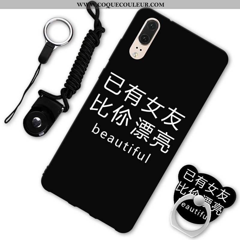 Coque Huawei P20 Personnalité Téléphone Portable Noir, Housse Huawei P20 Tendance Fluide Doux Noir