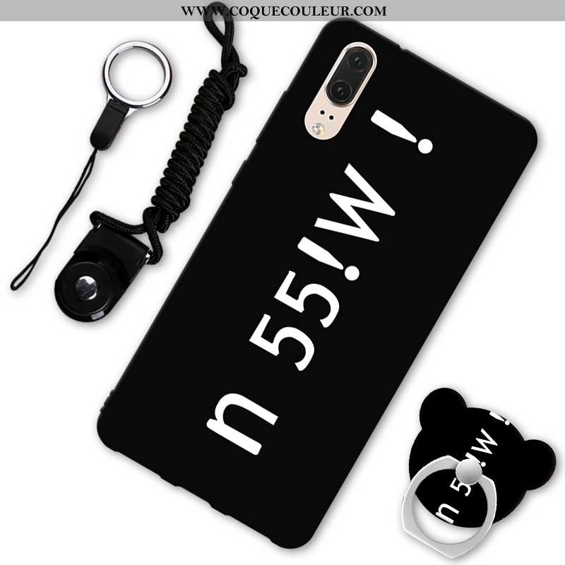 Coque Huawei P20 Personnalité Téléphone Portable Noir, Housse Huawei P20 Tendance Fluide Doux Noir