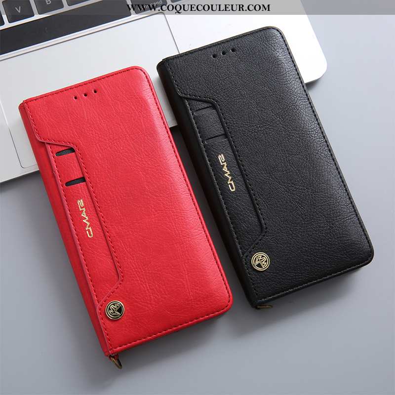 Housse Huawei P20 Protection Incassable Étui, Étui Huawei P20 Cuir Véritable Coque Rouge