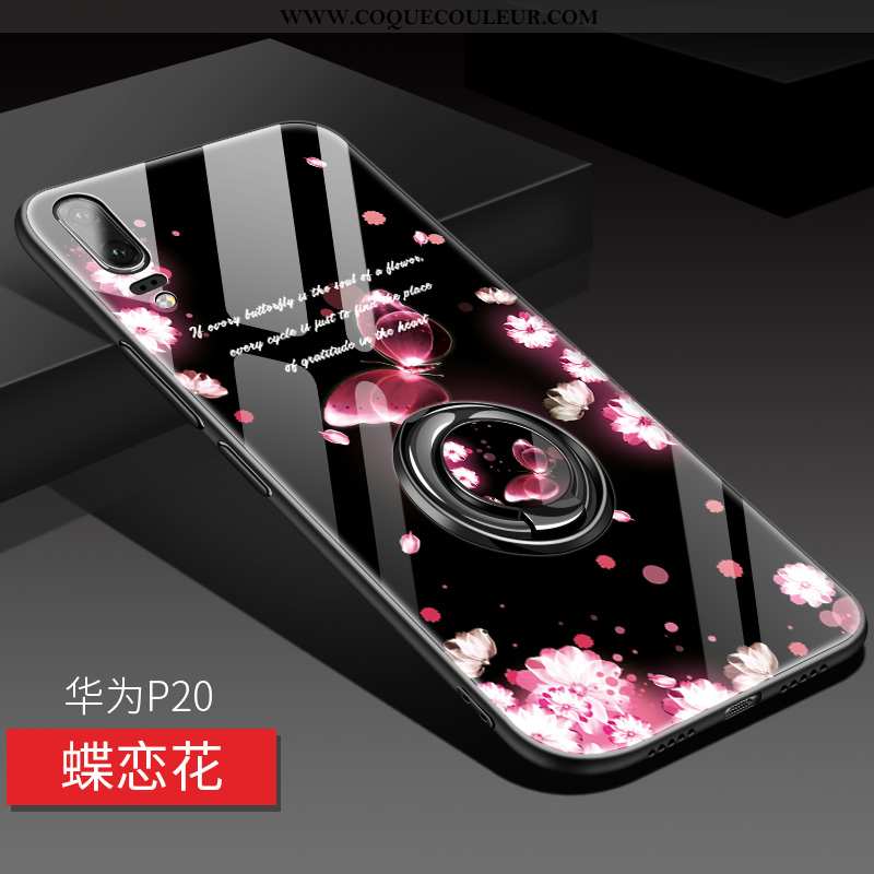 Étui Huawei P20 Verre Incassable Téléphone Portable, Coque Huawei P20 Personnalité Luxe Rouge