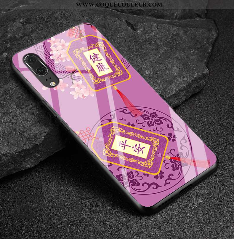 Housse Huawei P20 Cuir Véritable Rose Étui, Étui Huawei P20 Protection Amoureux