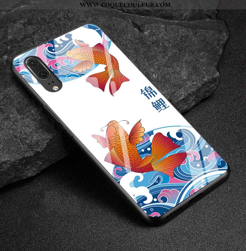 Housse Huawei P20 Cuir Véritable Rose Étui, Étui Huawei P20 Protection Amoureux