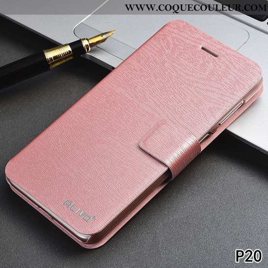 Étui Huawei P20 Tendance Difficile, Coque Huawei P20 Cuir Rose