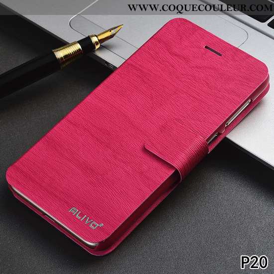 Étui Huawei P20 Tendance Difficile, Coque Huawei P20 Cuir Rose